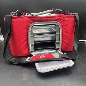6 Six Pack Fitness Bag Pack Travel Fit Innovator 3 Meal Prep Gym Lunch Bag Red